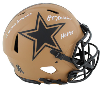 Cowboys Roger Staubach "2x Insc" Signed STS II F/S Speed Proline Helmet BAS Wit