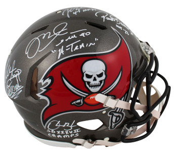 Bucs SB 37 Sapp, Brooks, Alstott, Lynch +1 Signed F/S Speed Proline Helmet BAS W