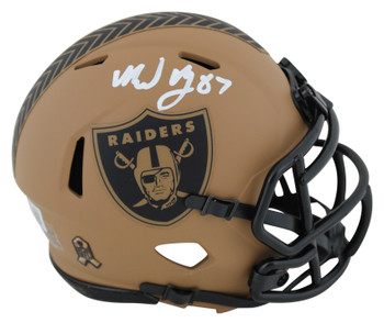 Raiders Michael Mayer Signed Salute To Service II Speed Mini Helmet BAS Witness