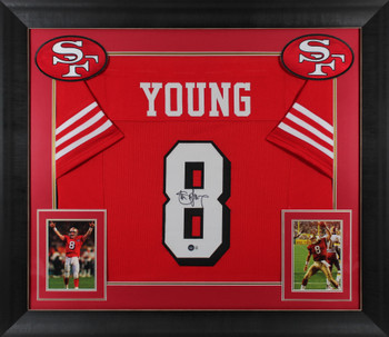 Steve Young Signed Red Pro Style Framed Jersey w/ Dropshadow BAS Witnessed