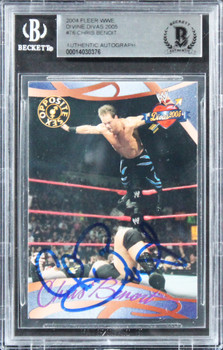 Chris Benoit Signed 2004 Fleer WWE Divine Divas 2005 #76 Card BAS Slabbed