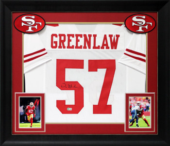 Dre Greenlaw Authentic Signed White Pro Style Framed Jersey BAS Witnessed