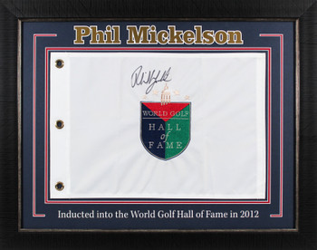 Phil Mickelson Signed & Framed World Golf Hall Of Fame Pin Flag PSA/DNA #V05649