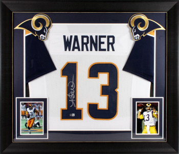 Kurt Warner Authentic Signed White Pro Style Framed Jersey BAS Witnessed