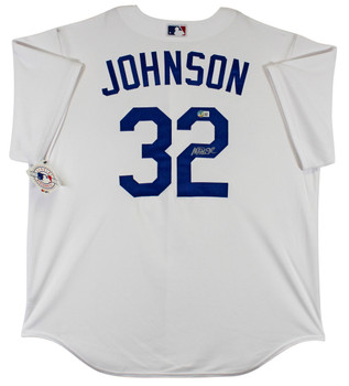 Dodgers Magic Johnson Signed White Majestic Cool Base Jersey BAS Witnessed