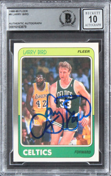 Celtics Larry Bird Authentic Signed 1988 Fleer #9 Card Auto 10! BAS Slabbed