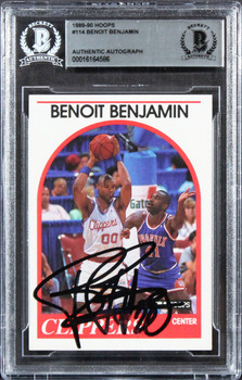 Clippers Benoit Benjamin Authentic Signed 1989 Hoops #114 Card BAS Slabbed