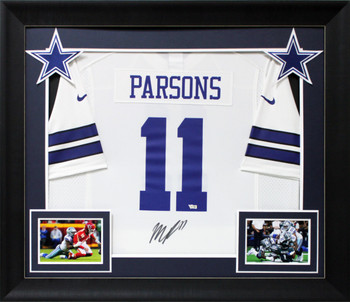 Cowboys Micah Parsons Authentic Signed White Nike Game Framed Jersey Fanatics
