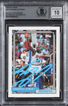 Magic Shaquille O'Neal Signed 1992 Topps #362 Rookie Card Auto 10! BAS Slabbed 2