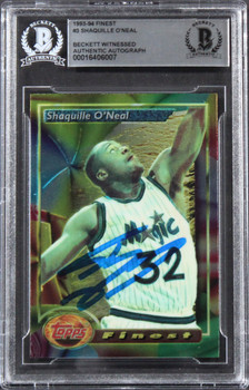 Magic Shaquille O'Neal Authentic Signed 1993 Finest #3 Card BAS Slabbed