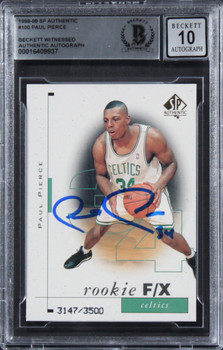 Celtics Paul Pierce Signed 1998 SP #100 Rookie Card Auto Graded 10! BAS Slabbed