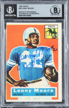 Colts Lenny Moore "HOF 75" Signed 1956 Topps #60 Rookie Card Auto 10 BAS Slab  2