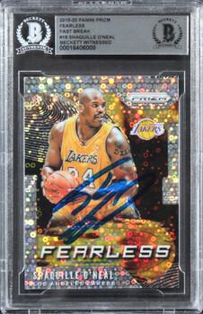 Shaquille O'Neal Signed 2019 Panini Prizm Fearless Fast Break #19 Card BAS Slab