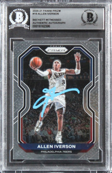 76ers Allen Iverson Authentic Signed 2020 Panini Prizm #19 Card BAS Slabbed