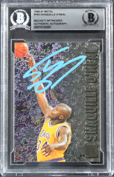 Lakers Shaquille O'Neal Authentic Signed 1996 Metal #183 Card BAS Slabbed