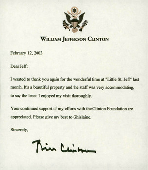 Bill Clinton Signed 5.5x6.5 Letter Auto Graded Gem Mint 10! BAS #AA03542