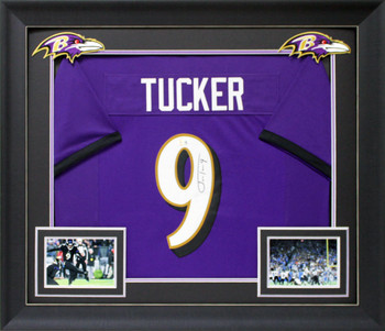 Justin Tucker Authentic Signed Purple Pro Style Framed Jersey BAS Witnessed