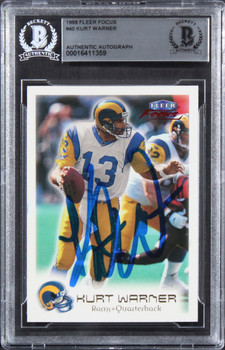 Rams Kurt Warner Authentic Signed 1999 Fleer Focus #40 Card BAS Slabbed