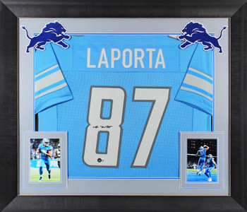 Sam Laporta Authentic Signed Blue Pro Style Framed Jersey BAS Witnessed