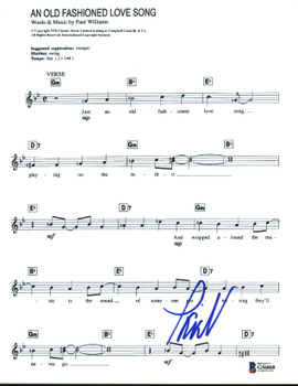 Paul Williams An Old Fashioned Love Song Signed 8x10 Music Sheet BAS #G56868