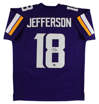 Justin Jefferson Signed Purple Pro Style Jersey Autographed BAS Witnessed