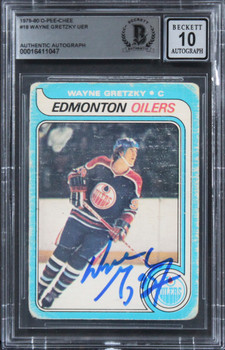 Oilers Wayne Gretzky Signed 1979 O-Pee-Chee #18 UER Rookie Card Auto 10 BAS Slab