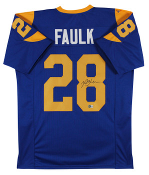 Marshall Faulk Authentic Signed Blue Pro Style Jersey BAS Witnessed 2
