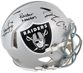 Raiders Howie Long & Maxx Crosby Signed Full Size Speed Proline Helmet BAS Wit