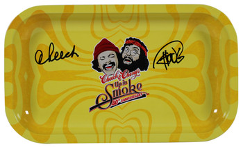 Cheech Marin & Tommy Chong Up In Smoke Signed Yellow Rolling Tray BAS Witnessed