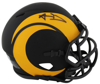 Rams Aaron Donald Authentic Signed Eclipse Speed Mini Helmet BAS Witnessed