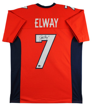 John Elway Authentic Signed Orange/Navy Pro Style Jersey BAS Witnessed