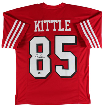 George Kittle Authentic Signed Red Pro Style Jersey w/ Dropshadow BAS Witnessed