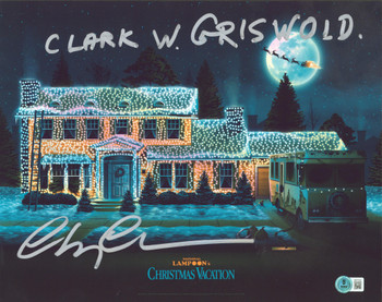 Chevy Chase Christmas Vacation "Clark Griswold" Signed 11x14 Photo BAS #1W377534