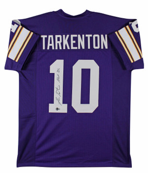 Fran Tarkenton "HOF 86" Signed Purple Pro Style Jersey BAS Witnessed