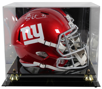 Giants Michael Strahan Signed Flash Full Size Speed Rep Helmet w/ Case BAS Wit