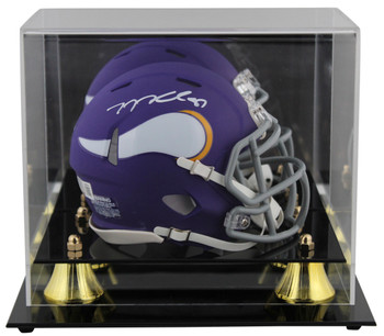 Vikings T.J. Hockenson Authentic Signed Speed Mini Helmet w/ Case BAS Witnessed