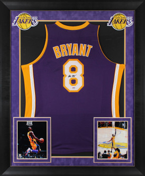 Lakers Kobe Bryant Signed Purple M&N 2000-01 HWC Framed Jersey PSA #B11464