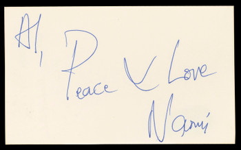 Naomi Campbell Vogue Magazine "Peace x Love" Signed 3x5 Index Card BAS #BL98819
