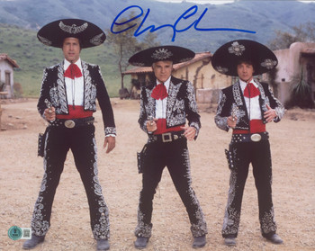 Chevy Chase Three Amigos! Signed 11x14 Horizontal Guns Drawn Photo BAS Witnessed