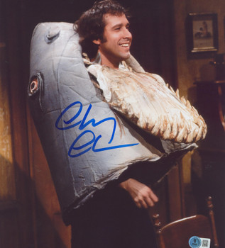 Chevy Chase Saturday Night Live Signed 11x14 Vertical Shark Head Photo BAS Wit