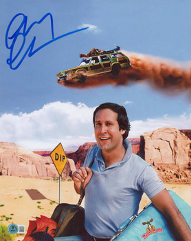 Chevy Chase Vacation Signed 11x14 Vertical Bags Packed Photo w/ Blue Sig BAS Wit