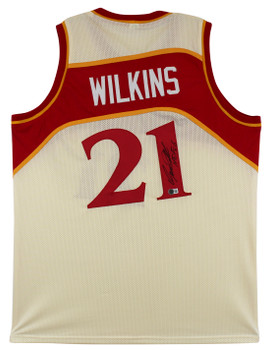 Dominique Wilkins "HOF 06" Authentic Signed Cream Pro Style Jersey BAS Witnessed