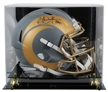 Rams Eric Dickerson "HOF 99" Signed Slate F/S Speed Rep Helmet W/ Case BAS Wit