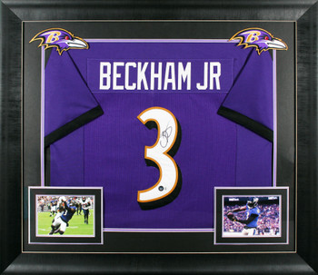 Odell Beckham Authentic Signed Purple Pro Style Framed Jersey BAS Witnessed