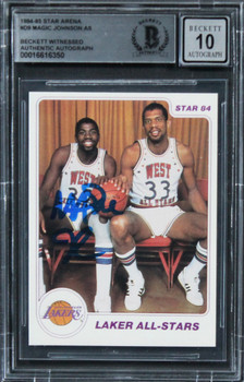 Lakers Magic Johnson Signed 1984 Star Arena #D9 Card Auto 10! BAS Slabbed