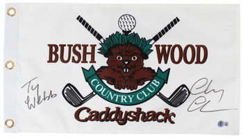 Chevy Chase Caddyshack "Ty Webb" Signed Bushwood Country Club Flag BAS #1W311288