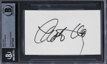 Charlton Heston Ben-Hur Authentic Signed 3x5 Index Card BAS Slabbed 3