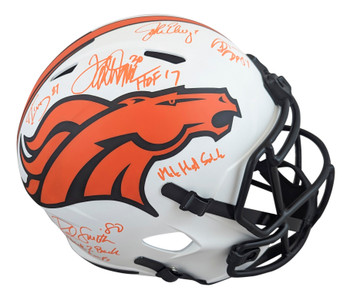 Broncos (5) Elway, Sharpe, Davis +2 Signed Lunar F/S Speed Rep Helmet BAS Wit