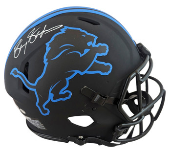 Lions Barry Sanders Signed Eclipse F/S Speed Proline Helmet w/ White Sig BAS Wit