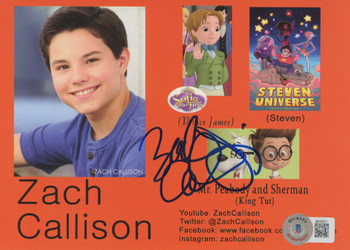 Zach Callison Steven Universe Authentic Signed 5x7 Photo BAS #BK43311